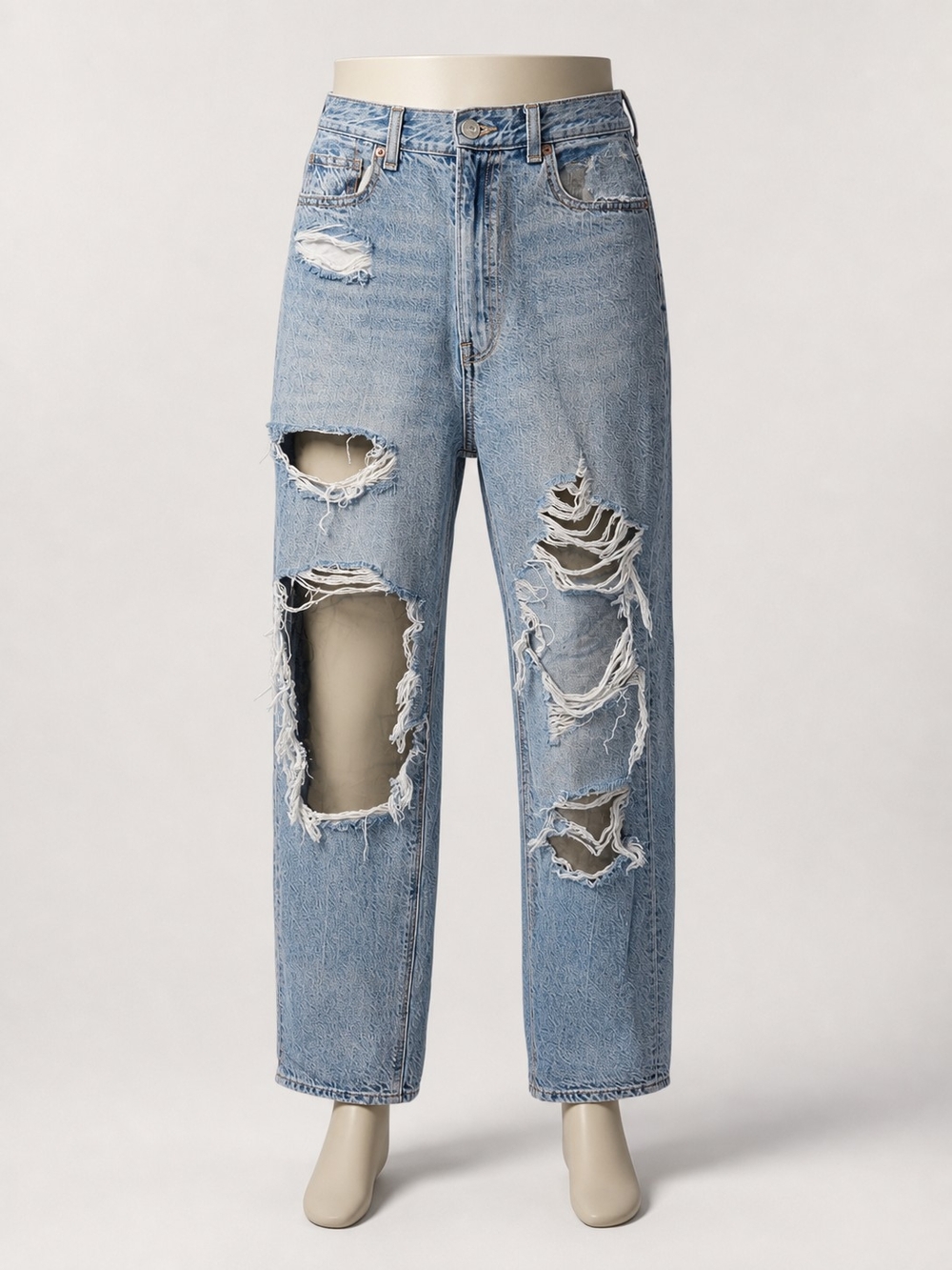 American Eagle Outfitters Light Blue Distressed Straight Leg Jeans